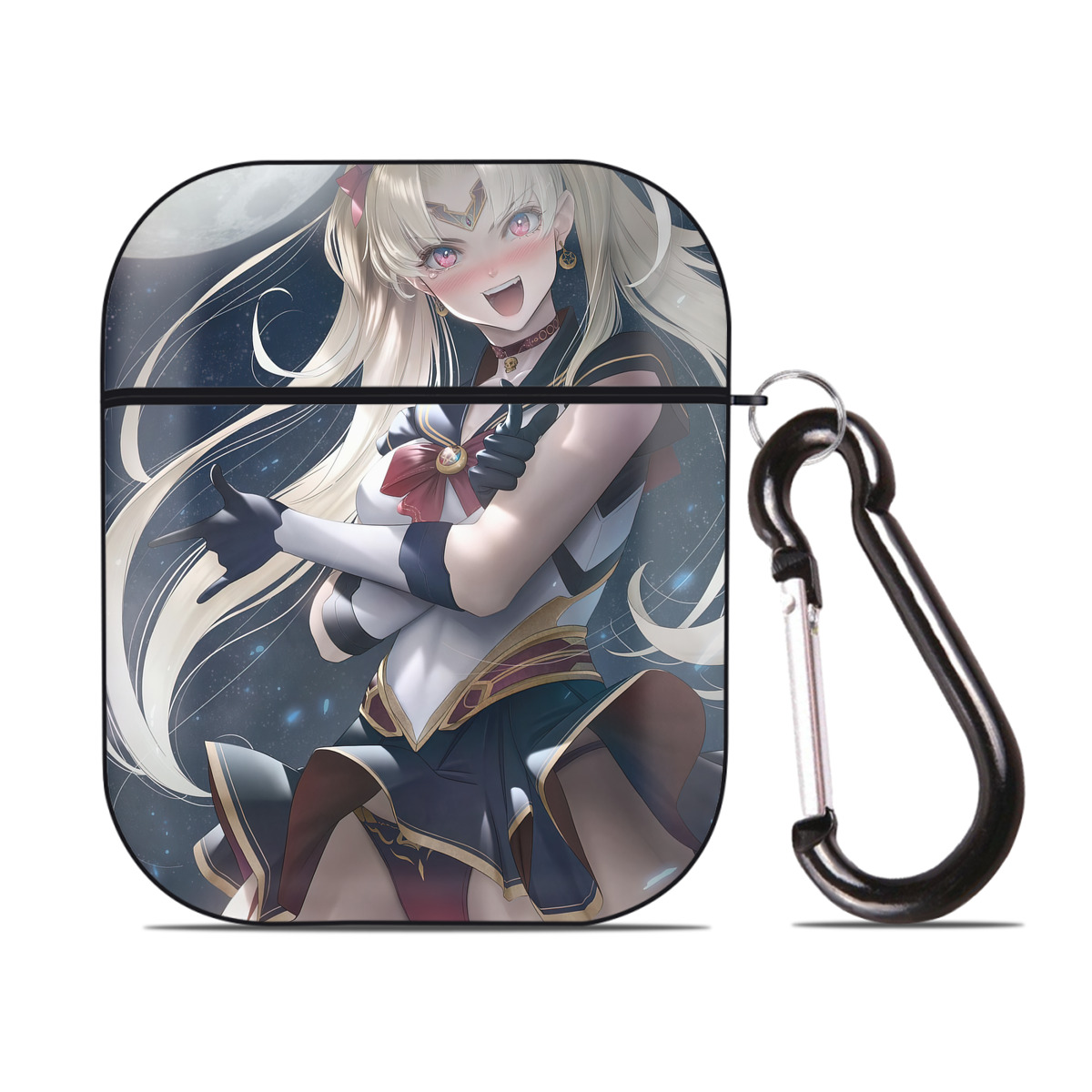 （画像用） 美少女戦士セーラームーン Sailor Moon AirPods 第2世代保護ケース ハードシェル ブラック 耐衝撃・防指紋・カラビナ付き