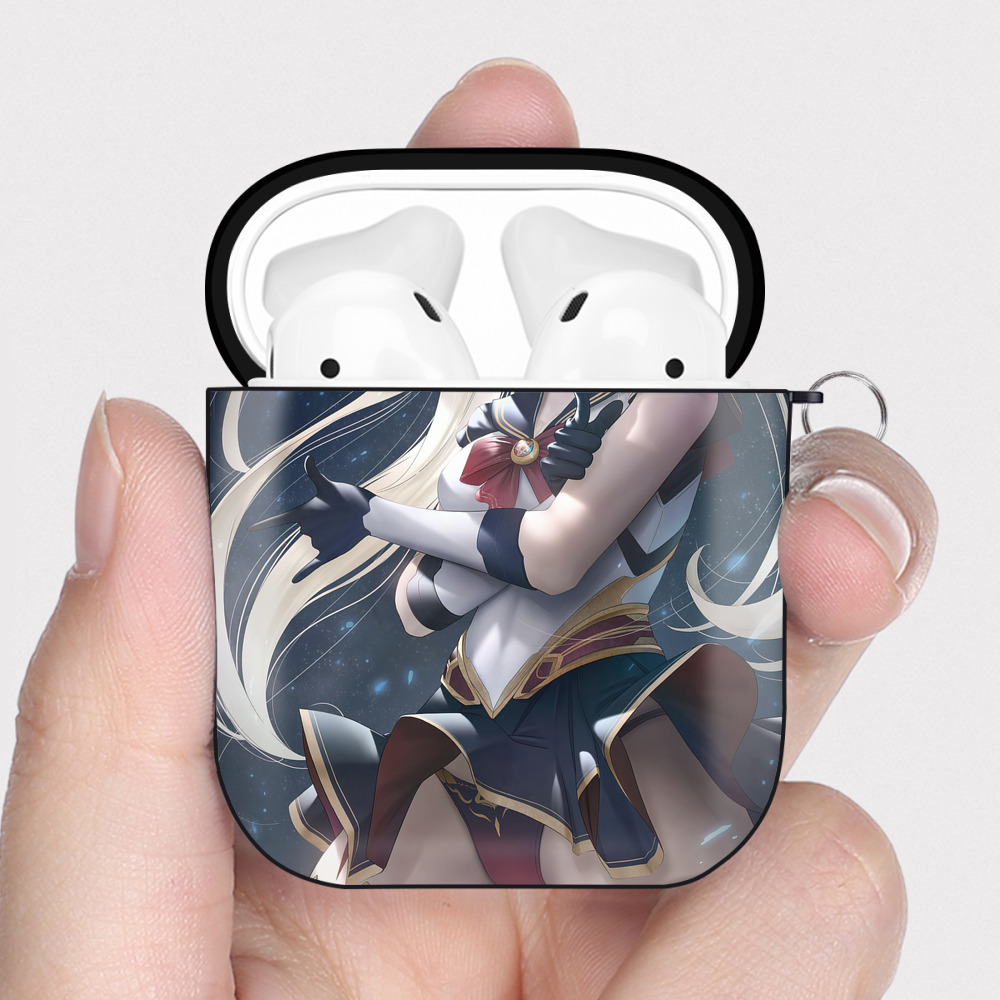 （画像用） 美少女戦士セーラームーン Sailor Moon AirPods 第2世代保護ケース ハードシェル ブラック 耐衝撃・防指紋・カラビナ付き