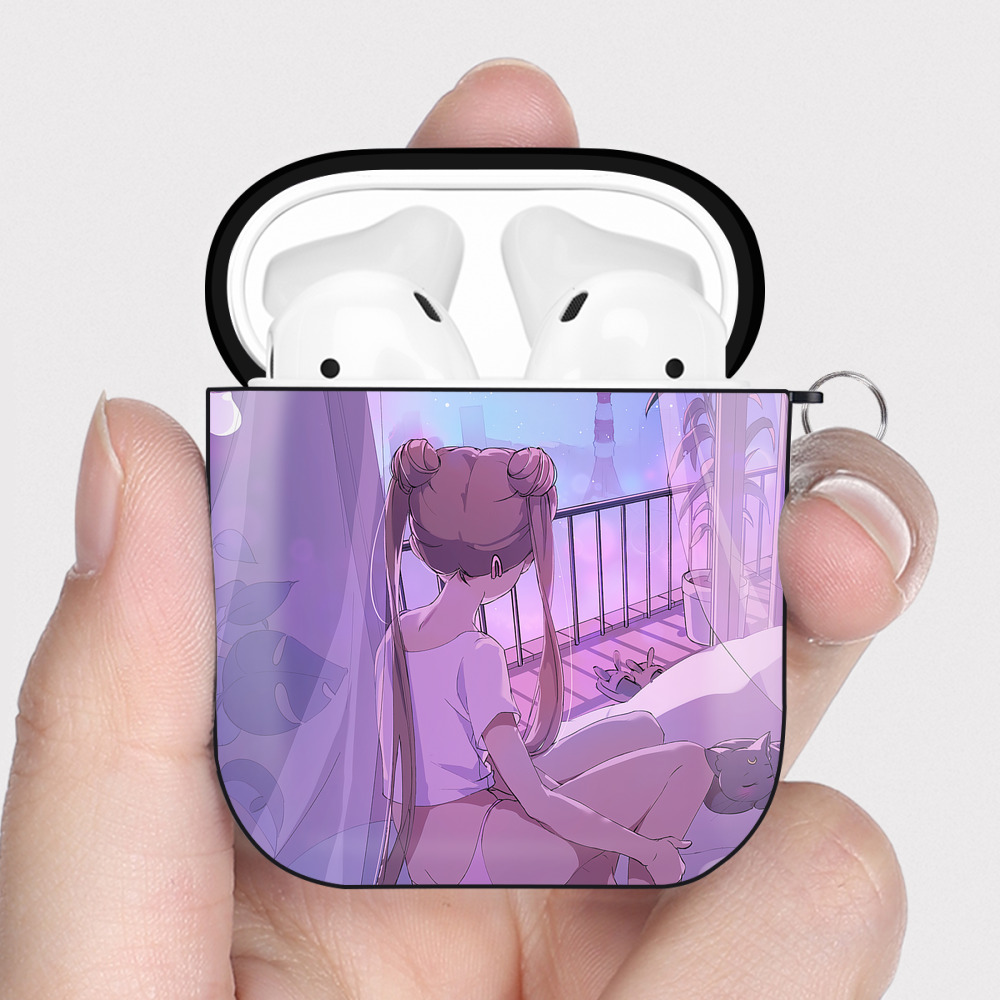 （画像用） 美少女戦士セーラームーン Sailor Moon AirPods 第2世代保護ケース ハードシェル ブラック 耐衝撃・防指紋・カラビナ付き