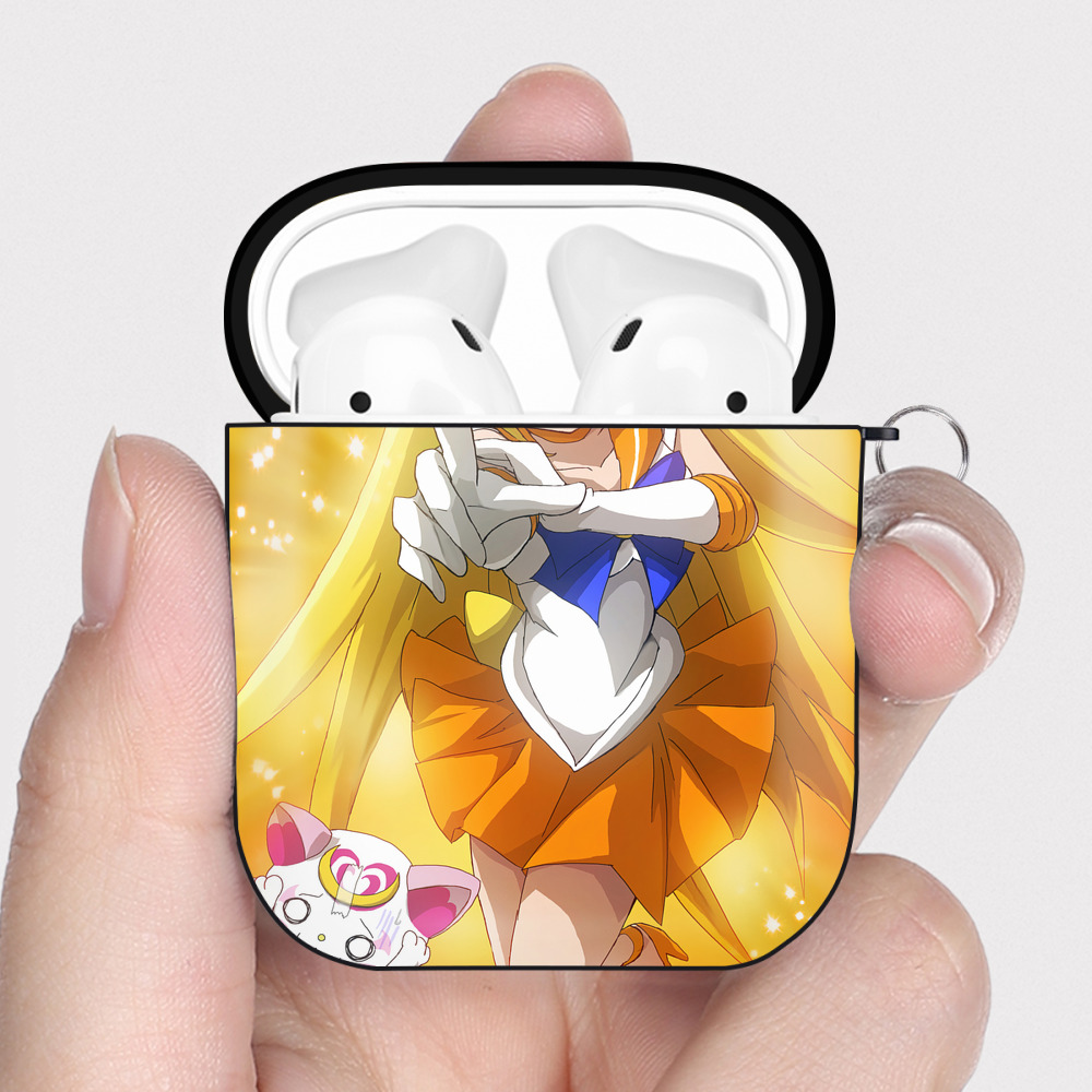 （画像用） 美少女戦士セーラームーン Sailor Moon AirPods 第2世代保護ケース ハードシェル ブラック 耐衝撃・防指紋・カラビナ付き