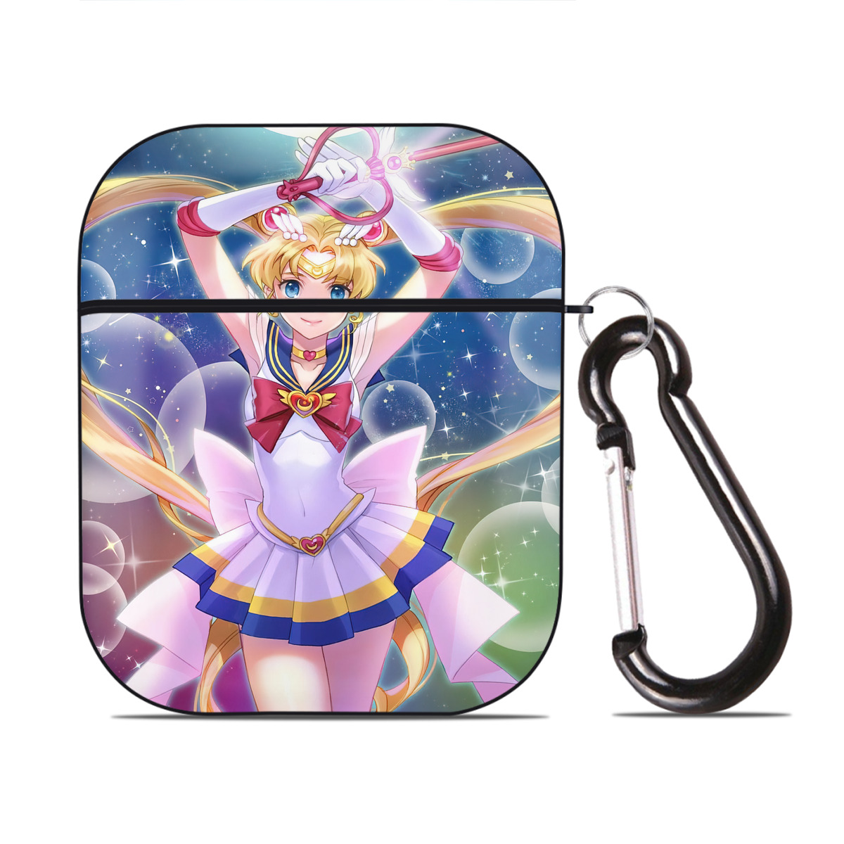 （画像用） 美少女戦士セーラームーン Sailor Moon AirPods 第2世代保護ケース ハードシェル ブラック 耐衝撃・防指紋・カラビナ付き