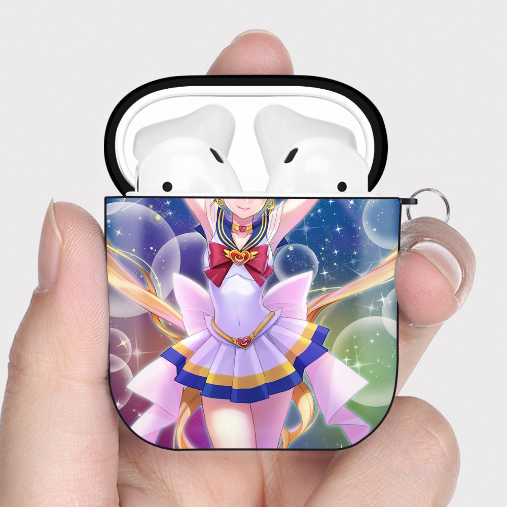 （画像用） 美少女戦士セーラームーン Sailor Moon AirPods 第2世代保護ケース ハードシェル ブラック 耐衝撃・防指紋・カラビナ付き