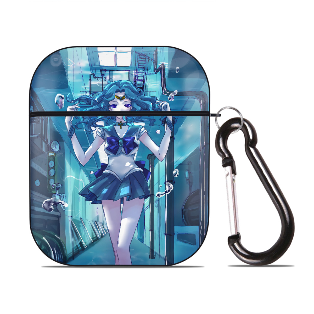 （画像用） 美少女戦士セーラームーン Sailor Moon AirPods 第2世代保護ケース ハードシェル ブラック 耐衝撃・防指紋・カラビナ付き