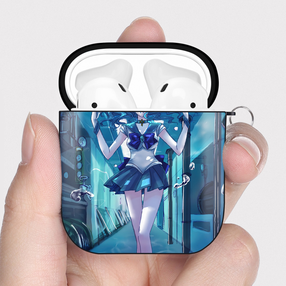 （画像用） 美少女戦士セーラームーン Sailor Moon AirPods 第2世代保護ケース ハードシェル ブラック 耐衝撃・防指紋・カラビナ付き