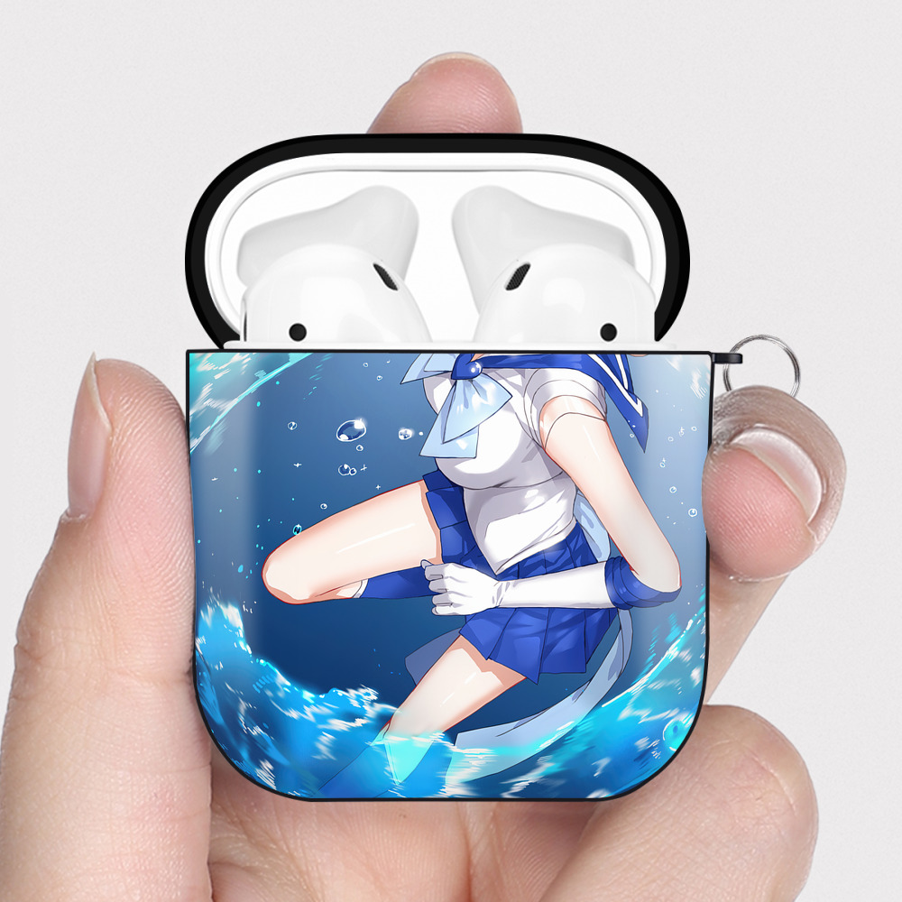 （画像用） 美少女戦士セーラームーン Sailor Moon AirPods 第2世代保護ケース ハードシェル ブラック 耐衝撃・防指紋・カラビナ付き