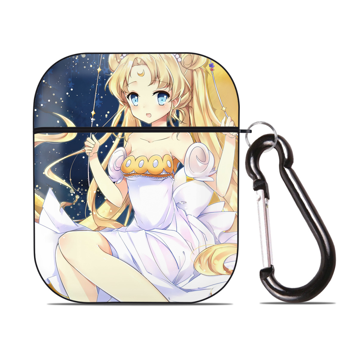 （画像用） 美少女戦士セーラームーン Sailor Moon AirPods 第2世代保護ケース ハードシェル ブラック 耐衝撃・防指紋・カラビナ付き