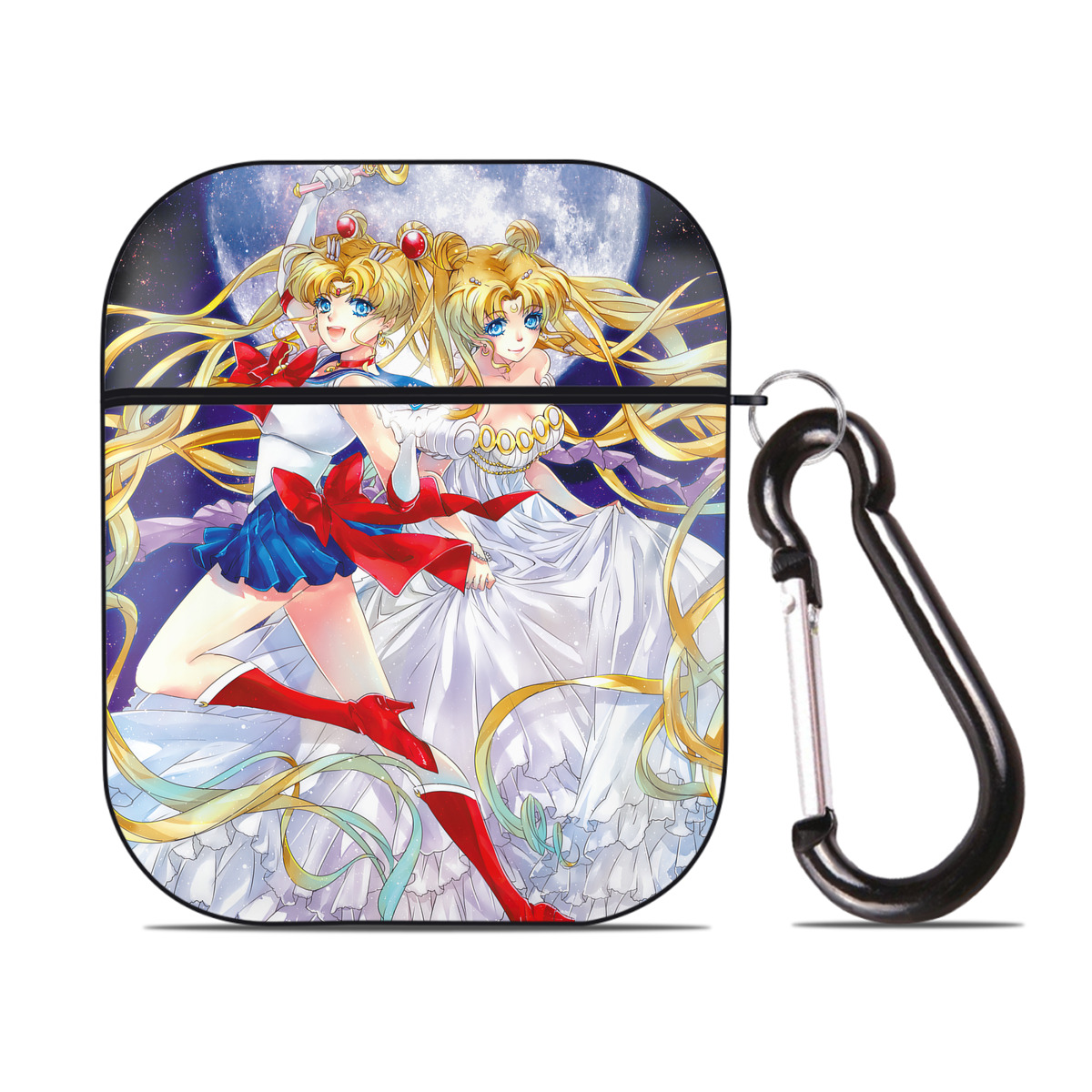 （画像用） 美少女戦士セーラームーン Sailor Moon AirPods 第2世代保護ケース ハードシェル ブラック 耐衝撃・防指紋・カラビナ付き