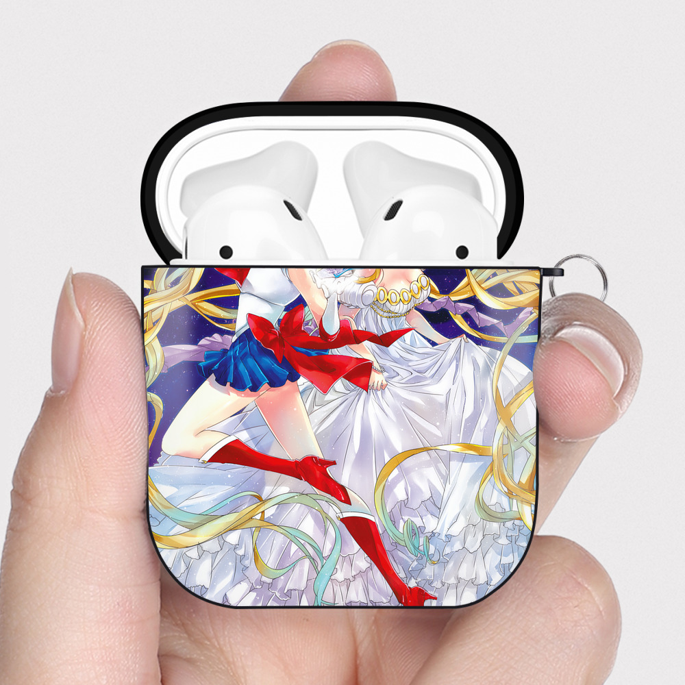 （画像用） 美少女戦士セーラームーン Sailor Moon AirPods 第2世代保護ケース ハードシェル ブラック 耐衝撃・防指紋・カラビナ付き