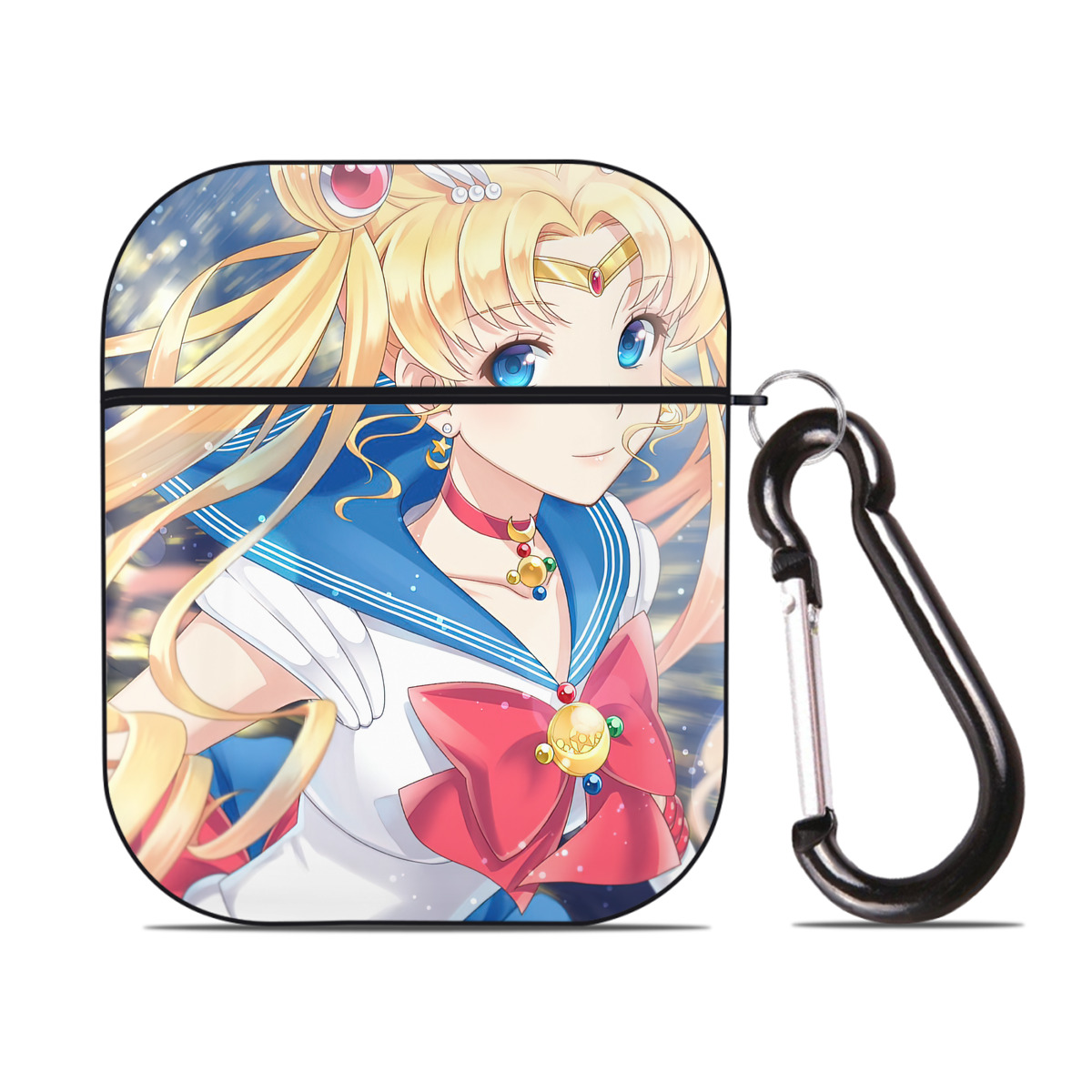 （画像用） 美少女戦士セーラームーン Sailor Moon AirPods 第2世代保護ケース ハードシェル ブラック 耐衝撃・防指紋・カラビナ付き