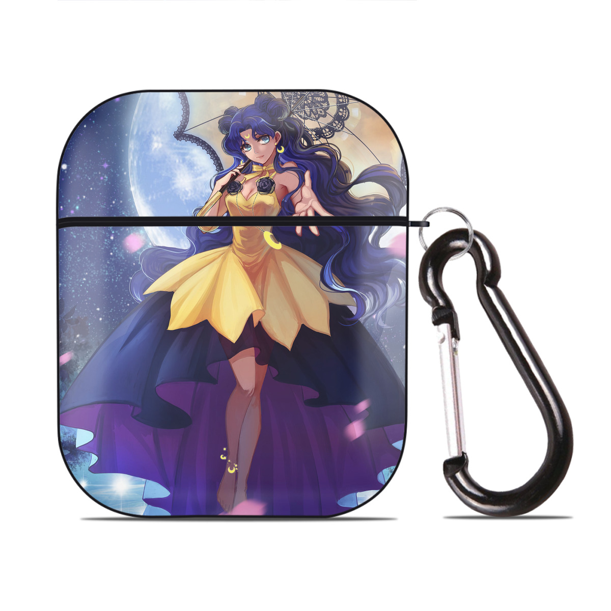 （画像用） 美少女戦士セーラームーン Sailor Moon AirPods 第2世代保護ケース ハードシェル ブラック 耐衝撃・防指紋・カラビナ付き