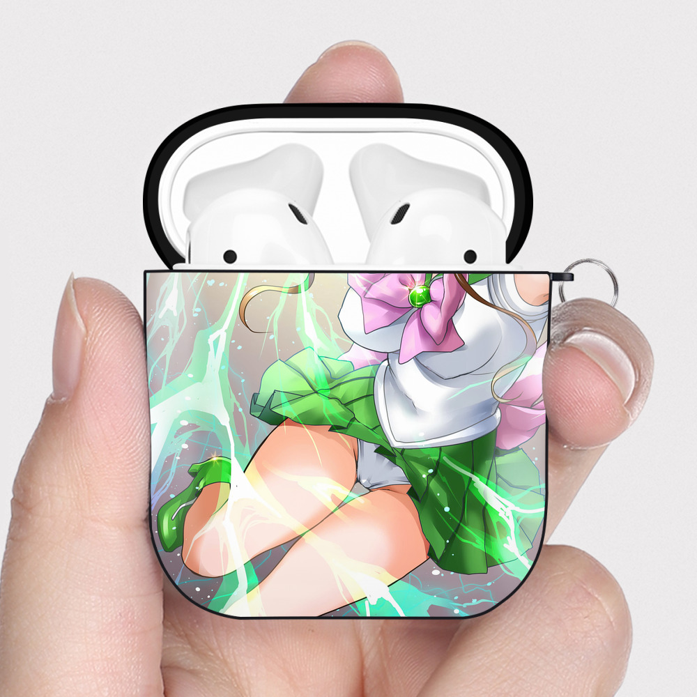 （画像用） 美少女戦士セーラームーン Sailor Moon AirPods 第2世代保護ケース ハードシェル ブラック 耐衝撃・防指紋・カラビナ付き
