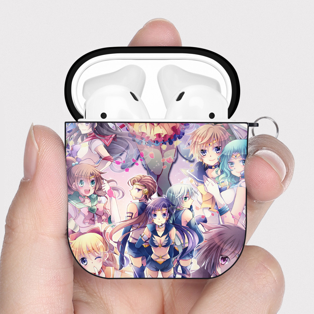 （画像用） 美少女戦士セーラームーン Sailor Moon AirPods 第2世代保護ケース ハードシェル ブラック 耐衝撃・防指紋・カラビナ付き