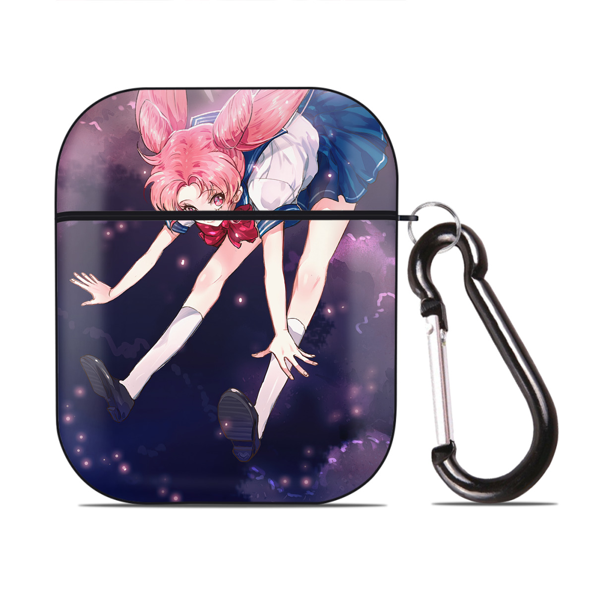 （画像用） 美少女戦士セーラームーン Sailor Moon AirPods 第2世代保護ケース ハードシェル ブラック 耐衝撃・防指紋・カラビナ付き