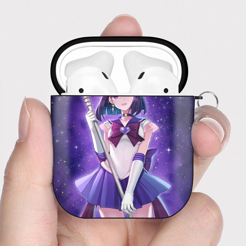 （画像用） 美少女戦士セーラームーン Sailor Moon AirPods 第2世代保護ケース ハードシェル ブラック 耐衝撃・防指紋・カラビナ付き