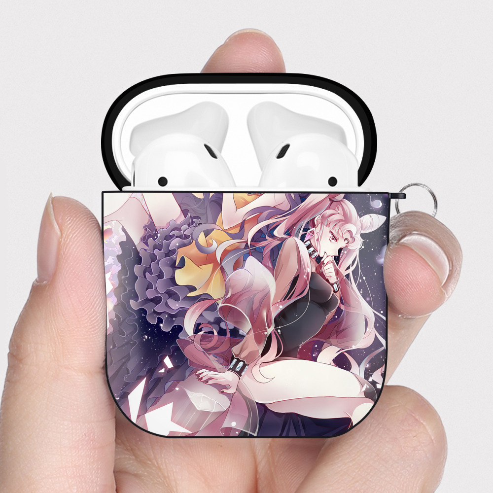 （画像用） 美少女戦士セーラームーン Sailor Moon AirPods 第2世代保護ケース ハードシェル ブラック 耐衝撃・防指紋・カラビナ付き