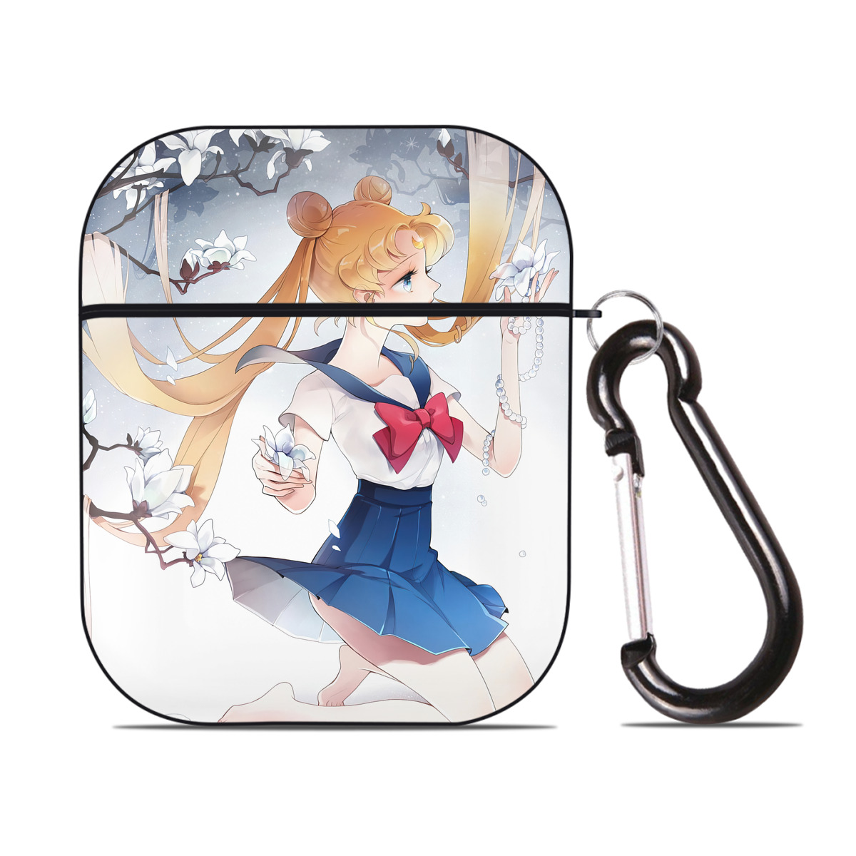 （画像用） 美少女戦士セーラームーン Sailor Moon AirPods 第2世代保護ケース ハードシェル ブラック 耐衝撃・防指紋・カラビナ付き
