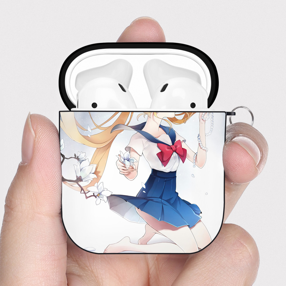 （画像用） 美少女戦士セーラームーン Sailor Moon AirPods 第2世代保護ケース ハードシェル ブラック 耐衝撃・防指紋・カラビナ付き