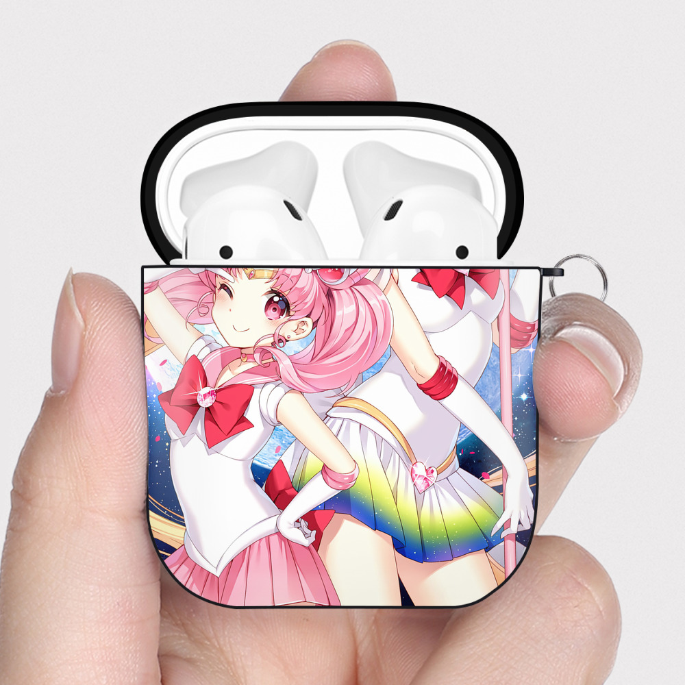 （画像用） 美少女戦士セーラームーン Sailor Moon AirPods 第2世代保護ケース ハードシェル ブラック 耐衝撃・防指紋・カラビナ付き