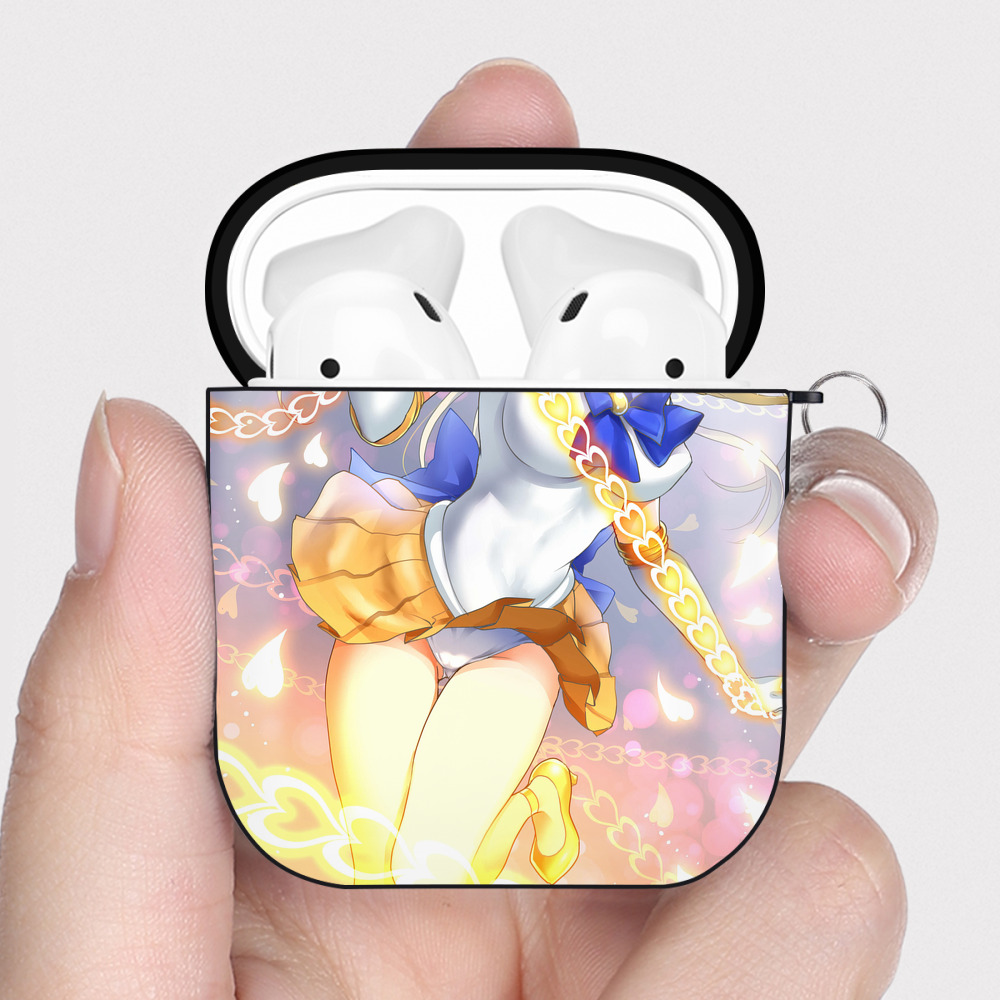 （画像用） 美少女戦士セーラームーン Sailor Moon AirPods 第2世代保護ケース ハードシェル ブラック 耐衝撃・防指紋・カラビナ付き