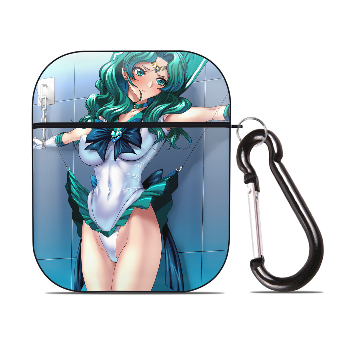（画像用） 美少女戦士セーラームーン Sailor Moon AirPods 第2世代保護ケース ハードシェル ブラック 耐衝撃・防指紋・カラビナ付き