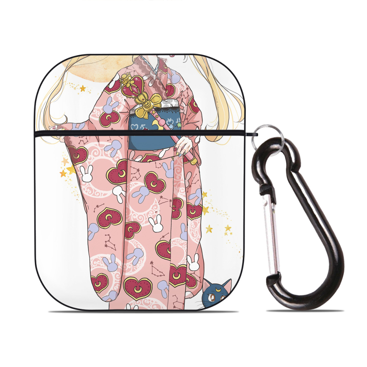 （画像用） 美少女戦士セーラームーン Sailor Moon AirPods 第2世代保護ケース ハードシェル ブラック 耐衝撃・防指紋・カラビナ付き