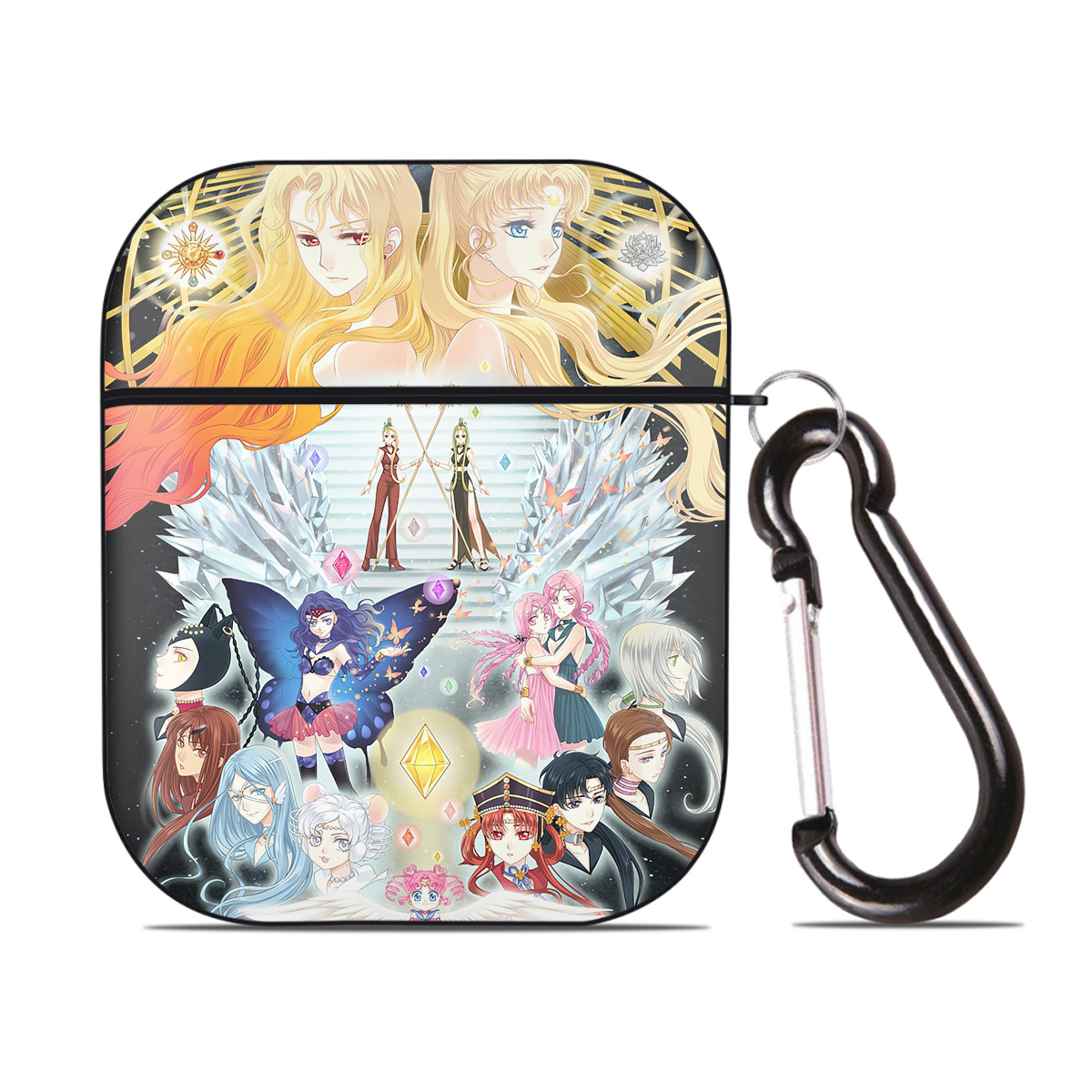 （画像用） 美少女戦士セーラームーン Sailor Moon AirPods 第2世代保護ケース ハードシェル ブラック 耐衝撃・防指紋・カラビナ付き