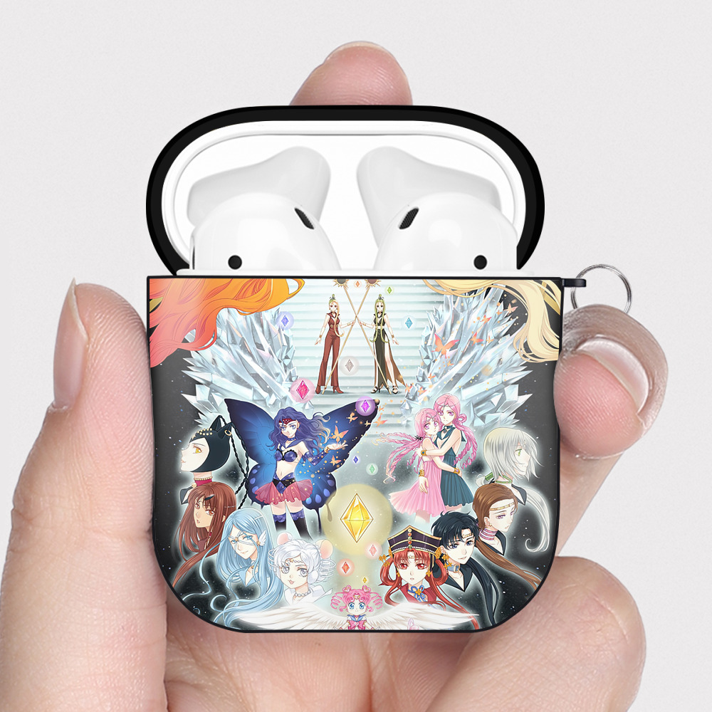 （画像用） 美少女戦士セーラームーン Sailor Moon AirPods 第2世代保護ケース ハードシェル ブラック 耐衝撃・防指紋・カラビナ付き