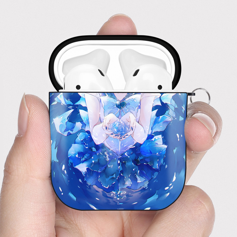 （画像用） 美少女戦士セーラームーン Sailor Moon AirPods 第2世代保護ケース ハードシェル ブラック 耐衝撃・防指紋・カラビナ付き