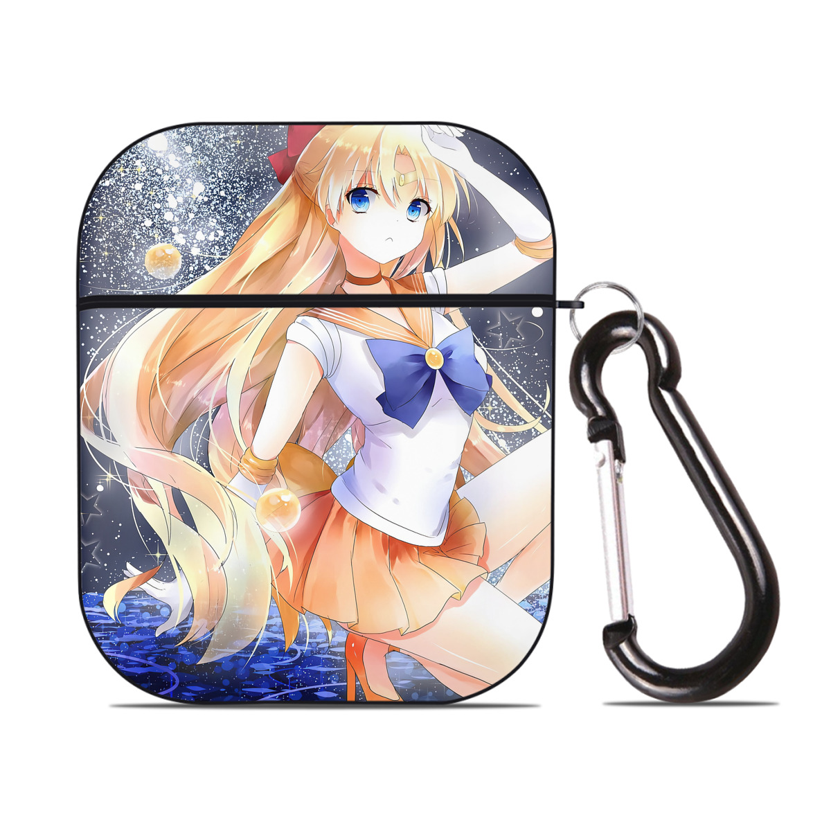（画像用） 美少女戦士セーラームーン Sailor Moon AirPods 第2世代保護ケース ハードシェル ブラック 耐衝撃・防指紋・カラビナ付き