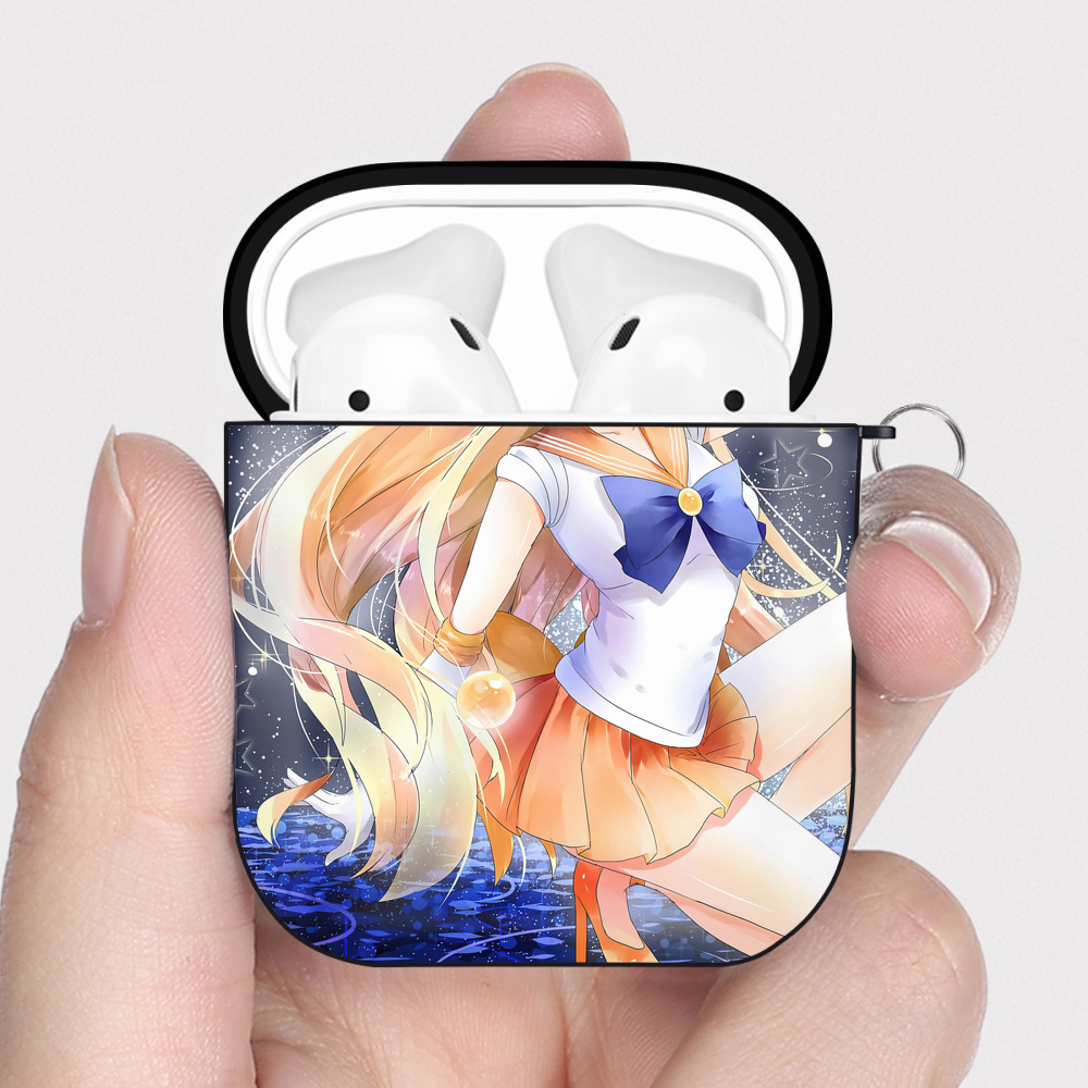 （画像用） 美少女戦士セーラームーン Sailor Moon AirPods 第2世代保護ケース ハードシェル ブラック 耐衝撃・防指紋・カラビナ付き
