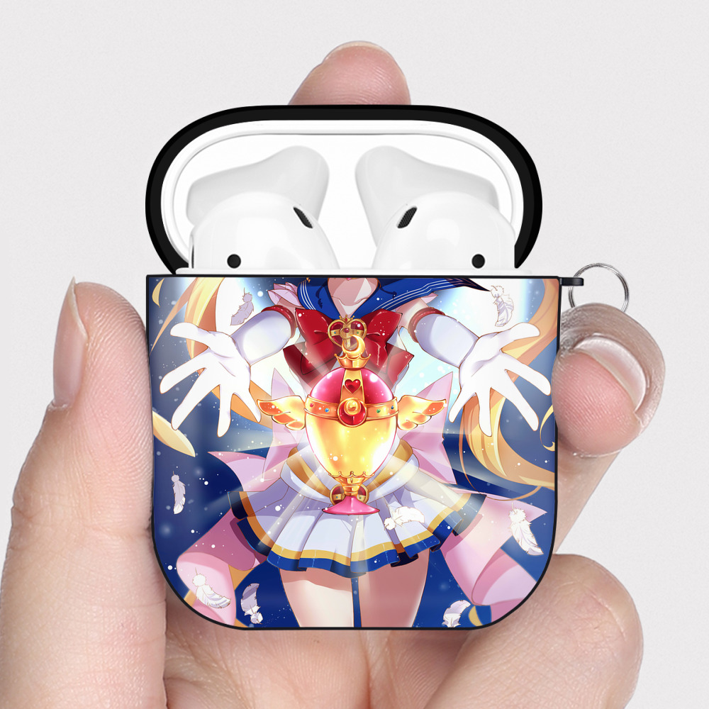 （画像用） 美少女戦士セーラームーン Sailor Moon AirPods 第2世代保護ケース ハードシェル ブラック 耐衝撃・防指紋・カラビナ付き
