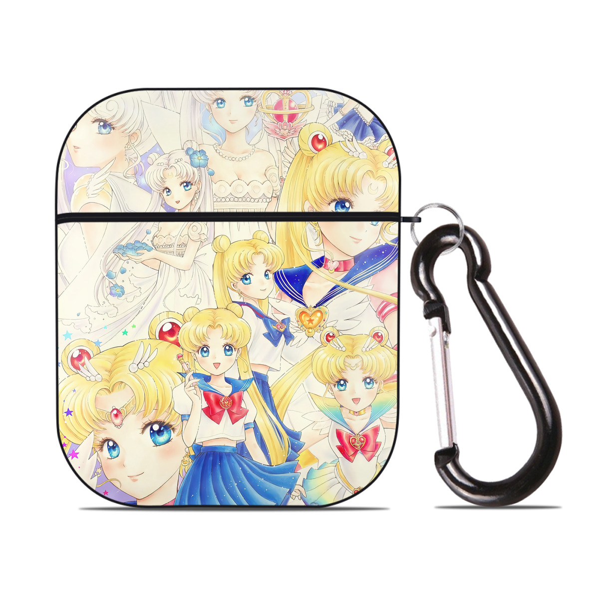 （画像用） 美少女戦士セーラームーン Sailor Moon AirPods 第2世代保護ケース ハードシェル ブラック 耐衝撃・防指紋・カラビナ付き