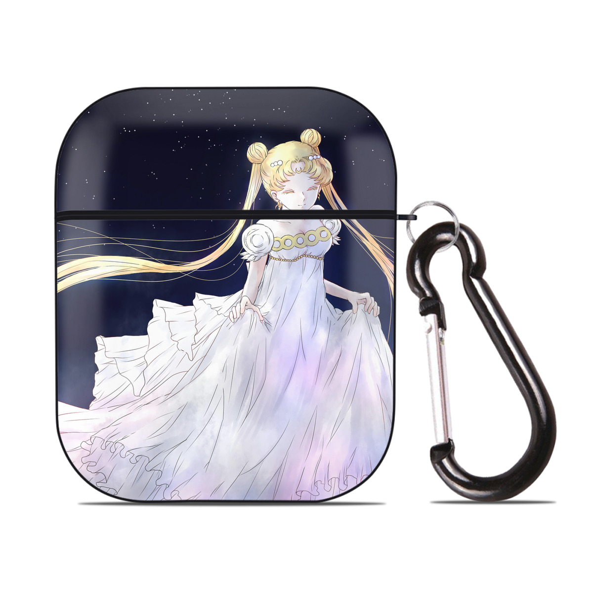 （画像用） 美少女戦士セーラームーン Sailor Moon AirPods 第2世代保護ケース ハードシェル ブラック 耐衝撃・防指紋・カラビナ付き