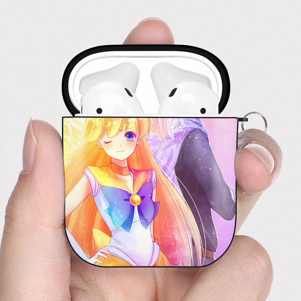 （画像用） 美少女戦士セーラームーン Sailor Moon AirPods 第2世代保護ケース ハードシェル ブラック 耐衝撃・防指紋・カラビナ付き
