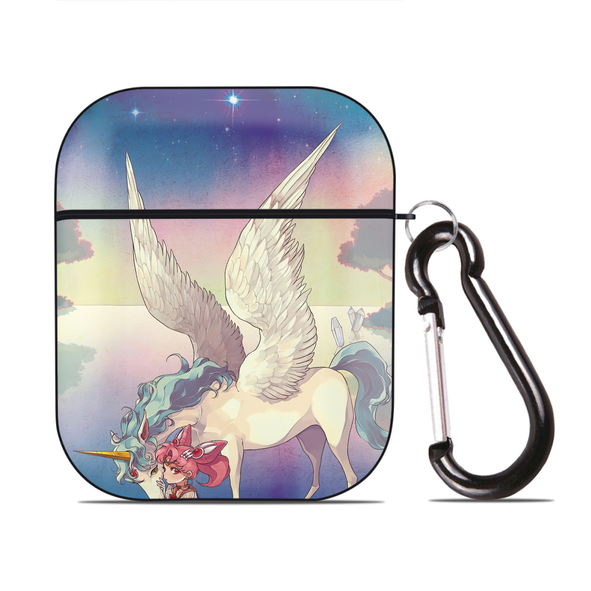 （画像用） 美少女戦士セーラームーン Sailor Moon AirPods 第2世代保護ケース ハードシェル ブラック 耐衝撃・防指紋・カラビナ付き
