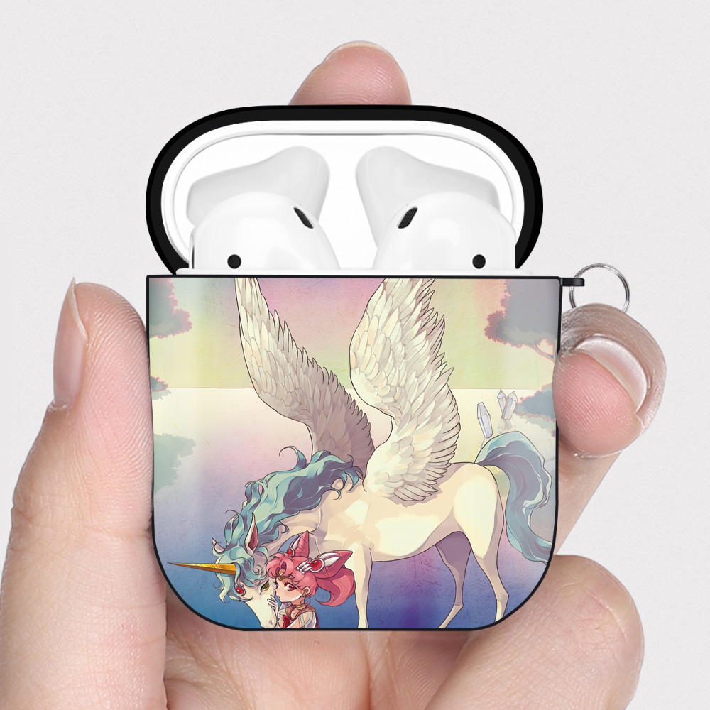 （画像用） 美少女戦士セーラームーン Sailor Moon AirPods 第2世代保護ケース ハードシェル ブラック 耐衝撃・防指紋・カラビナ付き
