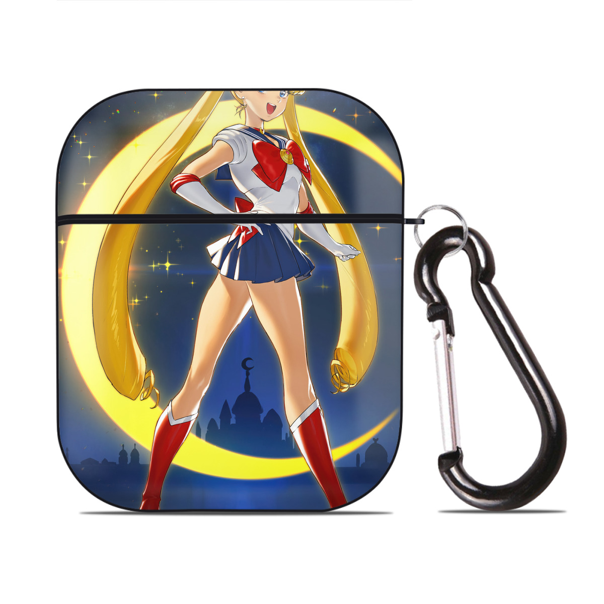 （画像用） 美少女戦士セーラームーン Sailor Moon AirPods 第2世代保護ケース ハードシェル ブラック 耐衝撃・防指紋・カラビナ付き