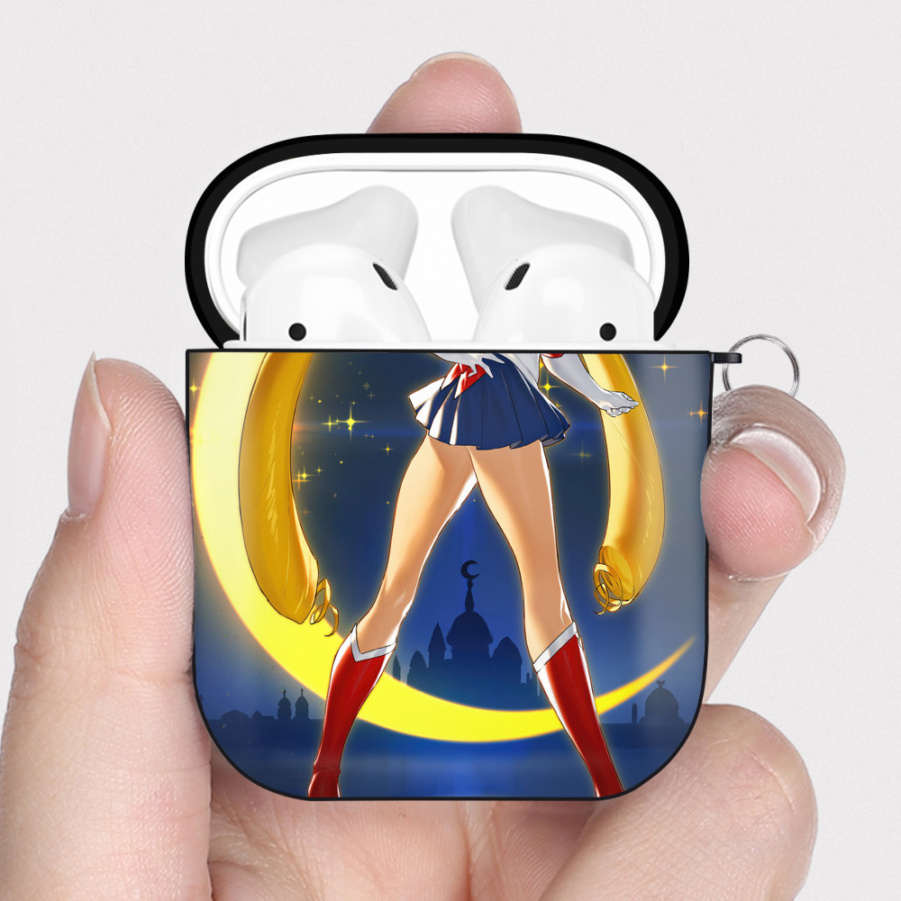 （画像用） 美少女戦士セーラームーン Sailor Moon AirPods 第2世代保護ケース ハードシェル ブラック 耐衝撃・防指紋・カラビナ付き