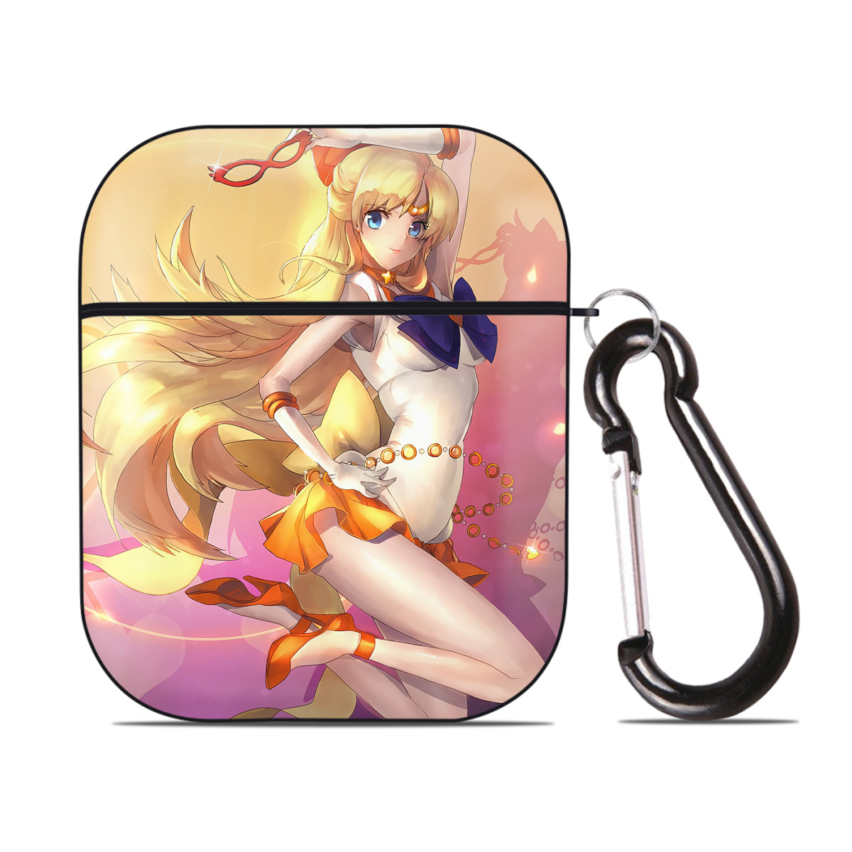 （画像用） 美少女戦士セーラームーン Sailor Moon AirPods 第2世代保護ケース ハードシェル ブラック 耐衝撃・防指紋・カラビナ付き