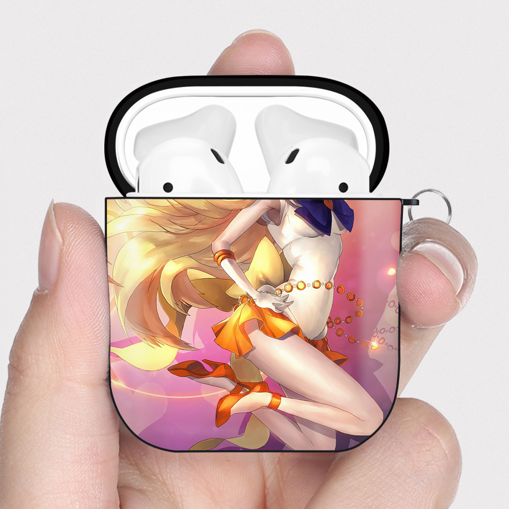 （画像用） 美少女戦士セーラームーン Sailor Moon AirPods 第2世代保護ケース ハードシェル ブラック 耐衝撃・防指紋・カラビナ付き