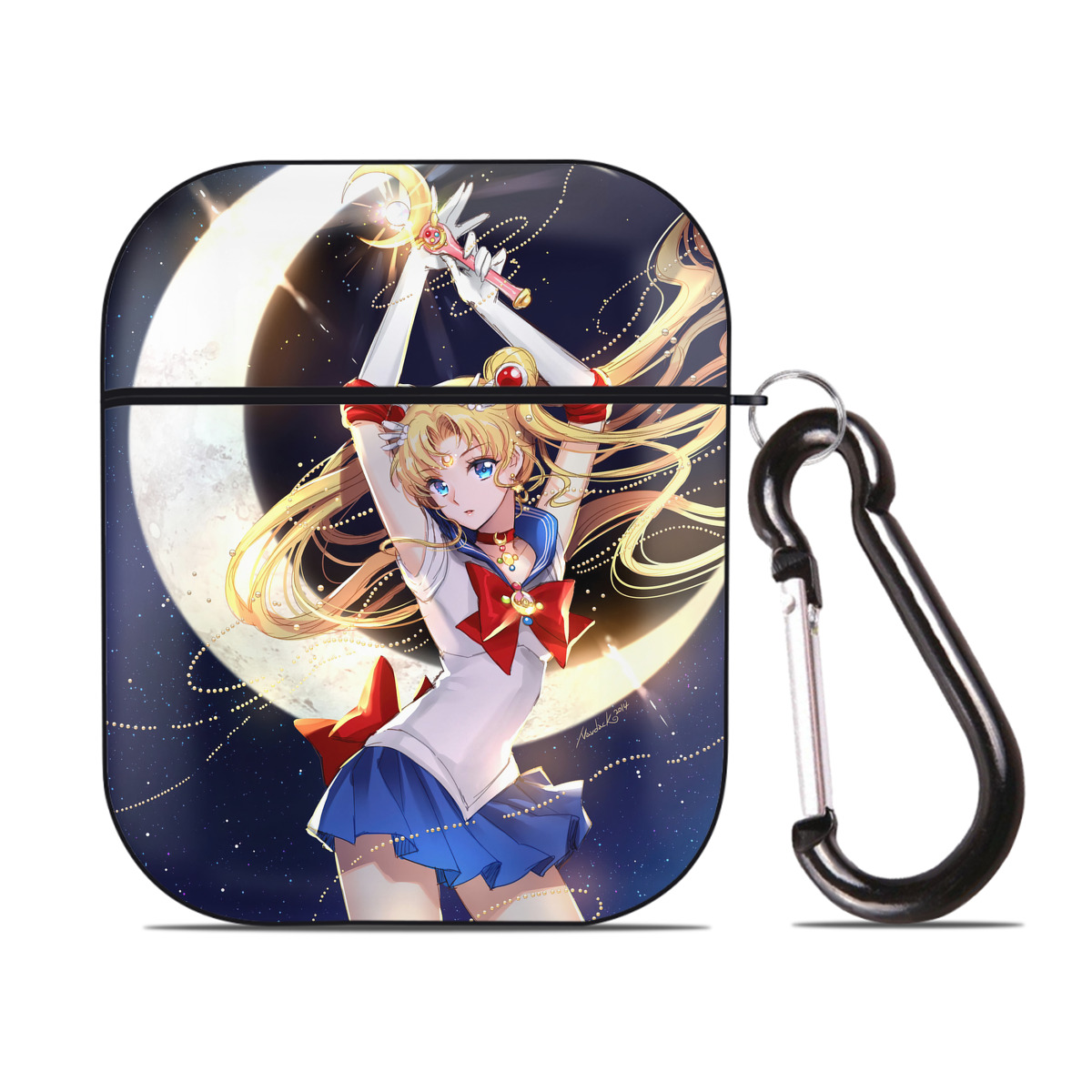 （画像用） 美少女戦士セーラームーン Sailor Moon AirPods 第2世代保護ケース ハードシェル ブラック 耐衝撃・防指紋・カラビナ付き