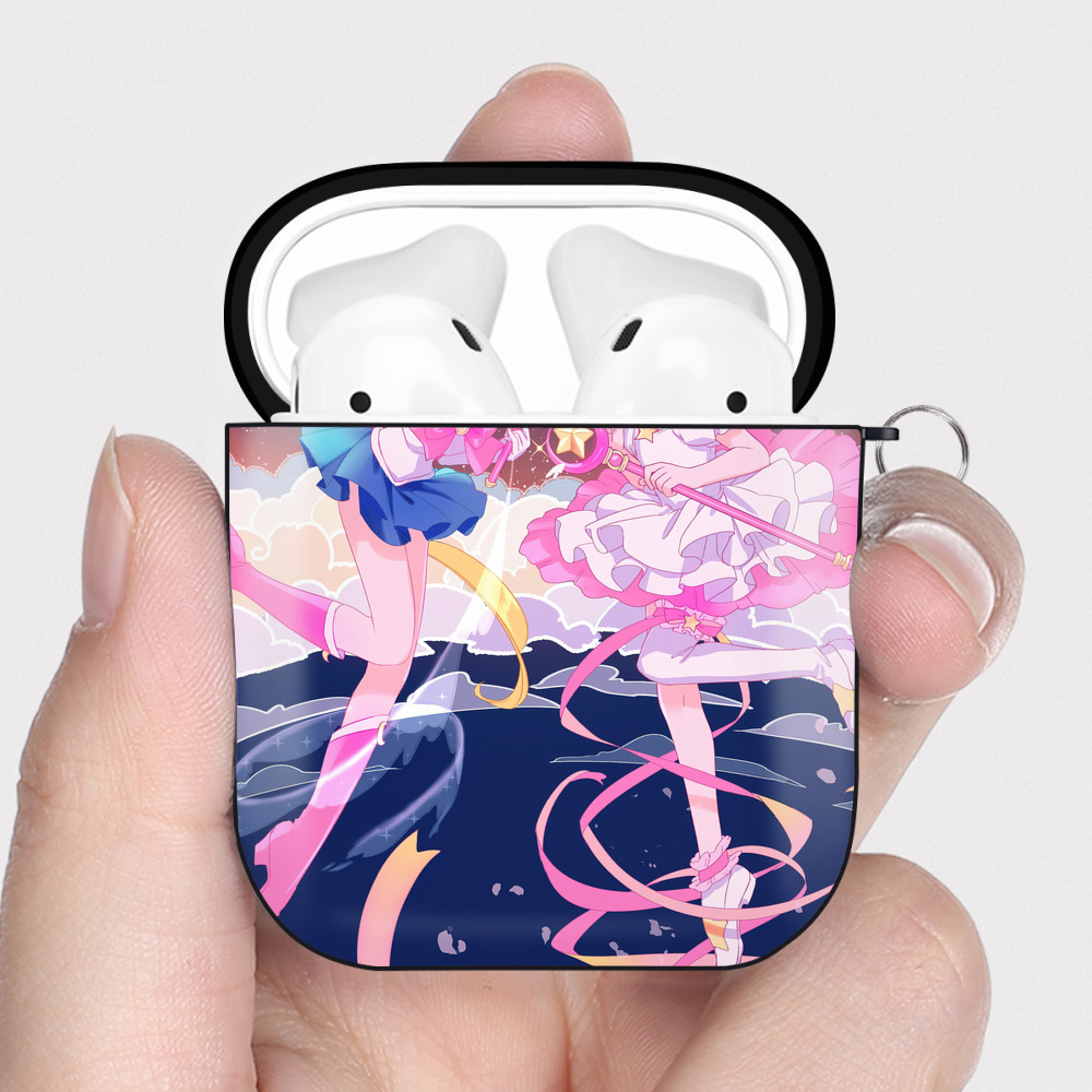 （画像用） 美少女戦士セーラームーン Sailor Moon AirPods 第2世代保護ケース ハードシェル ブラック 耐衝撃・防指紋・カラビナ付き