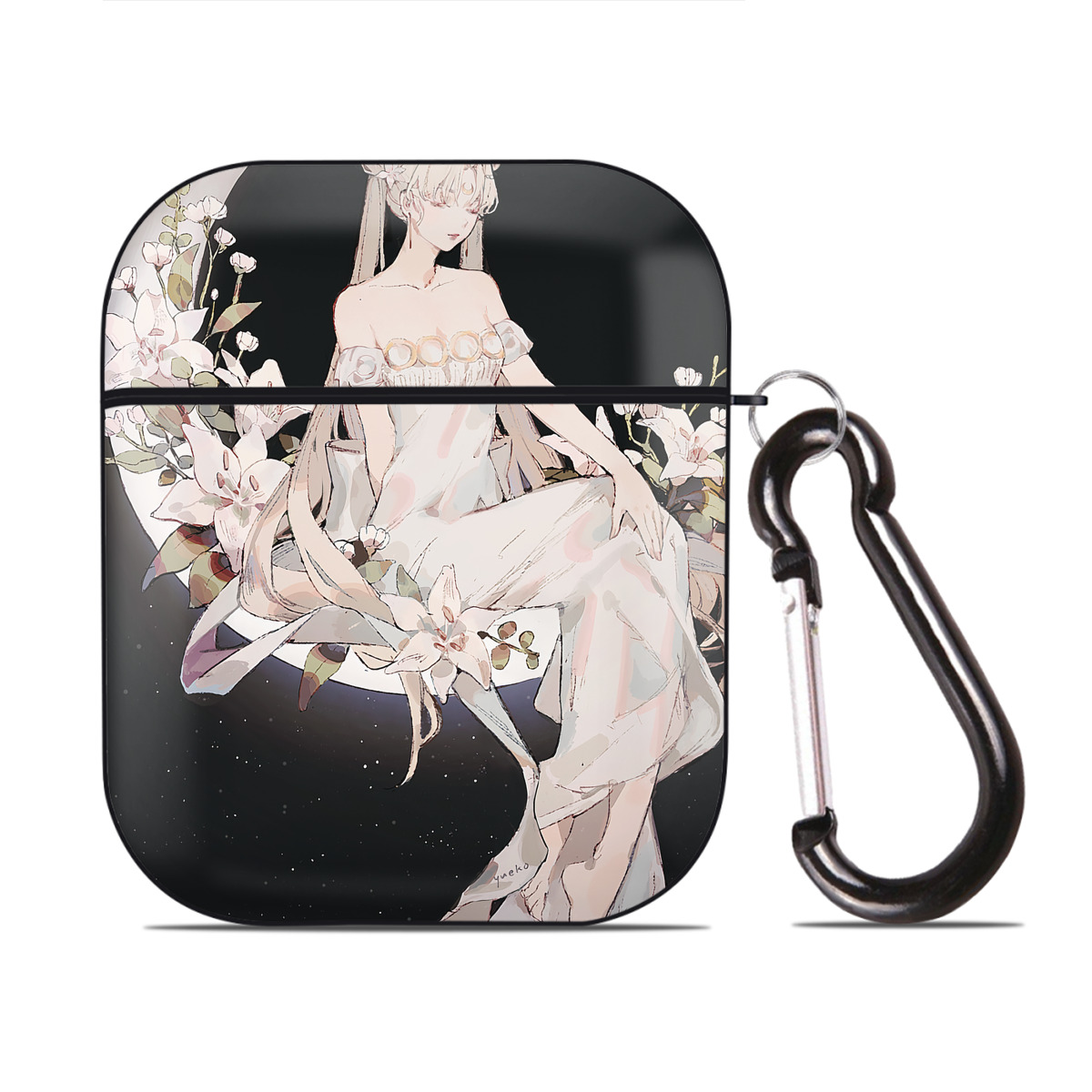 （画像用） 美少女戦士セーラームーン Sailor Moon AirPods 第2世代保護ケース ハードシェル ブラック 耐衝撃・防指紋・カラビナ付き