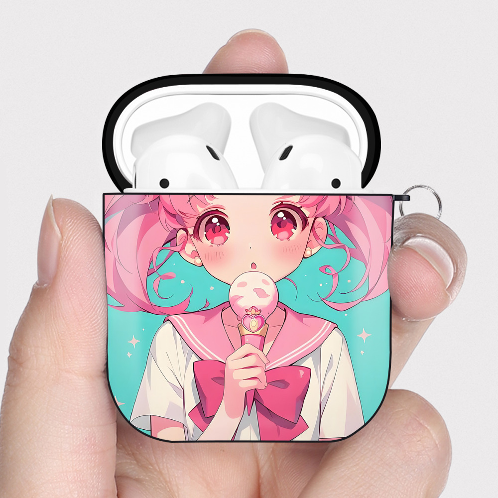 （画像用） 美少女戦士セーラームーン Sailor Moon AirPods 第2世代保護ケース ハードシェル ブラック 耐衝撃・防指紋・カラビナ付き
