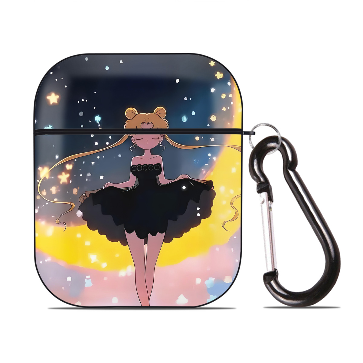 （画像用） 美少女戦士セーラームーン Sailor Moon AirPods 第2世代保護ケース ハードシェル ブラック 耐衝撃・防指紋・カラビナ付き