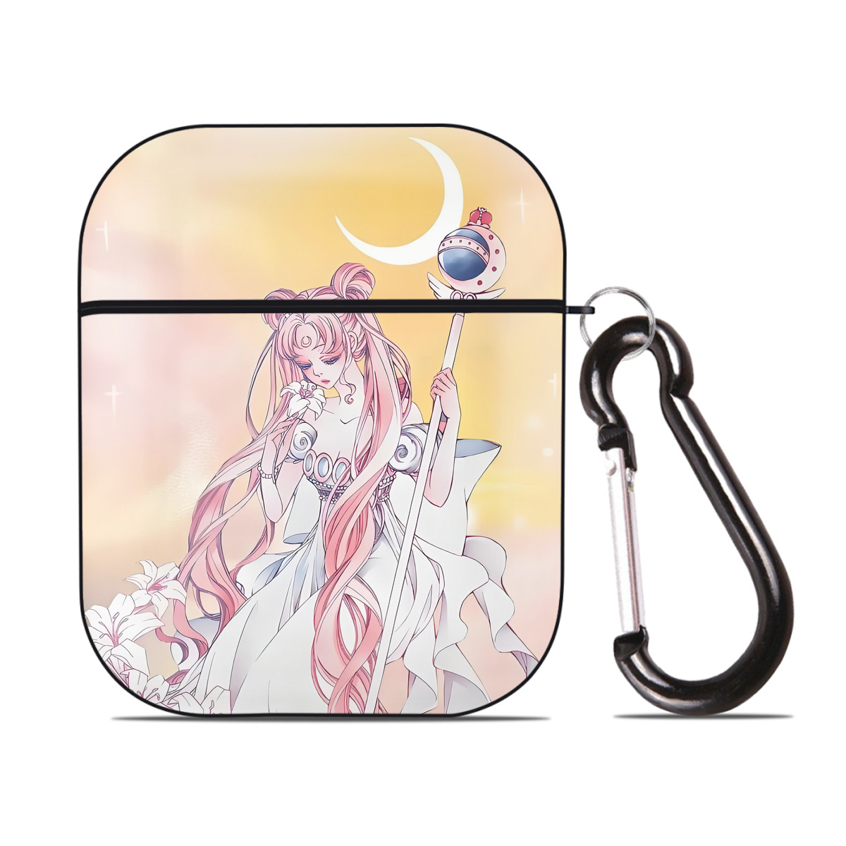 （画像用） 美少女戦士セーラームーン Sailor Moon AirPods 第2世代保護ケース ハードシェル ブラック 耐衝撃・防指紋・カラビナ付き
