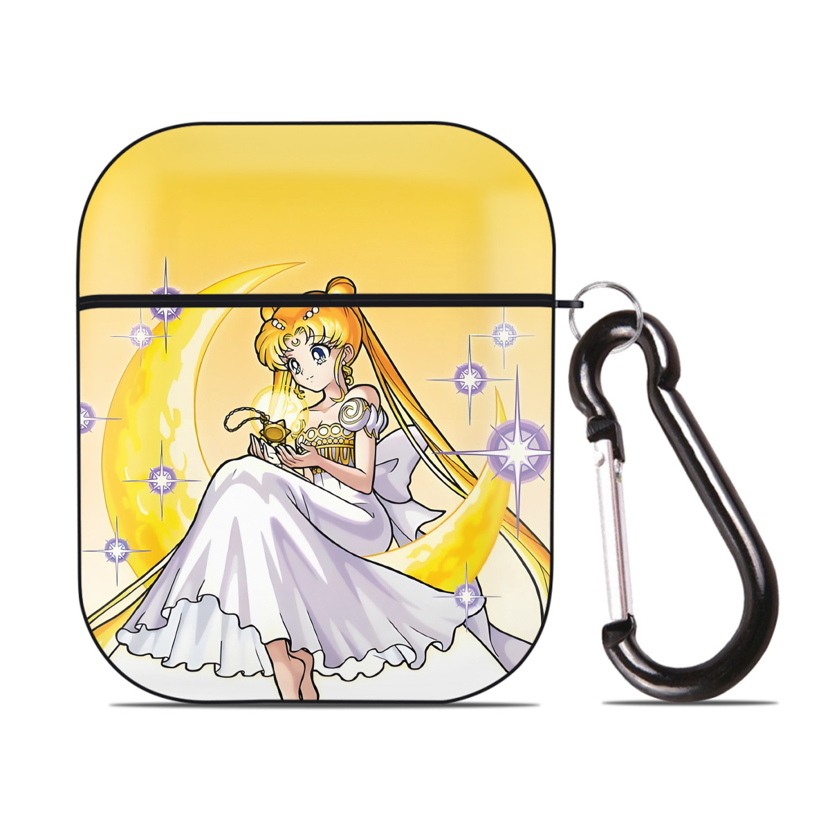 （画像用） 美少女戦士セーラームーン Sailor Moon AirPods 第2世代保護ケース ハードシェル ブラック 耐衝撃・防指紋・カラビナ付き