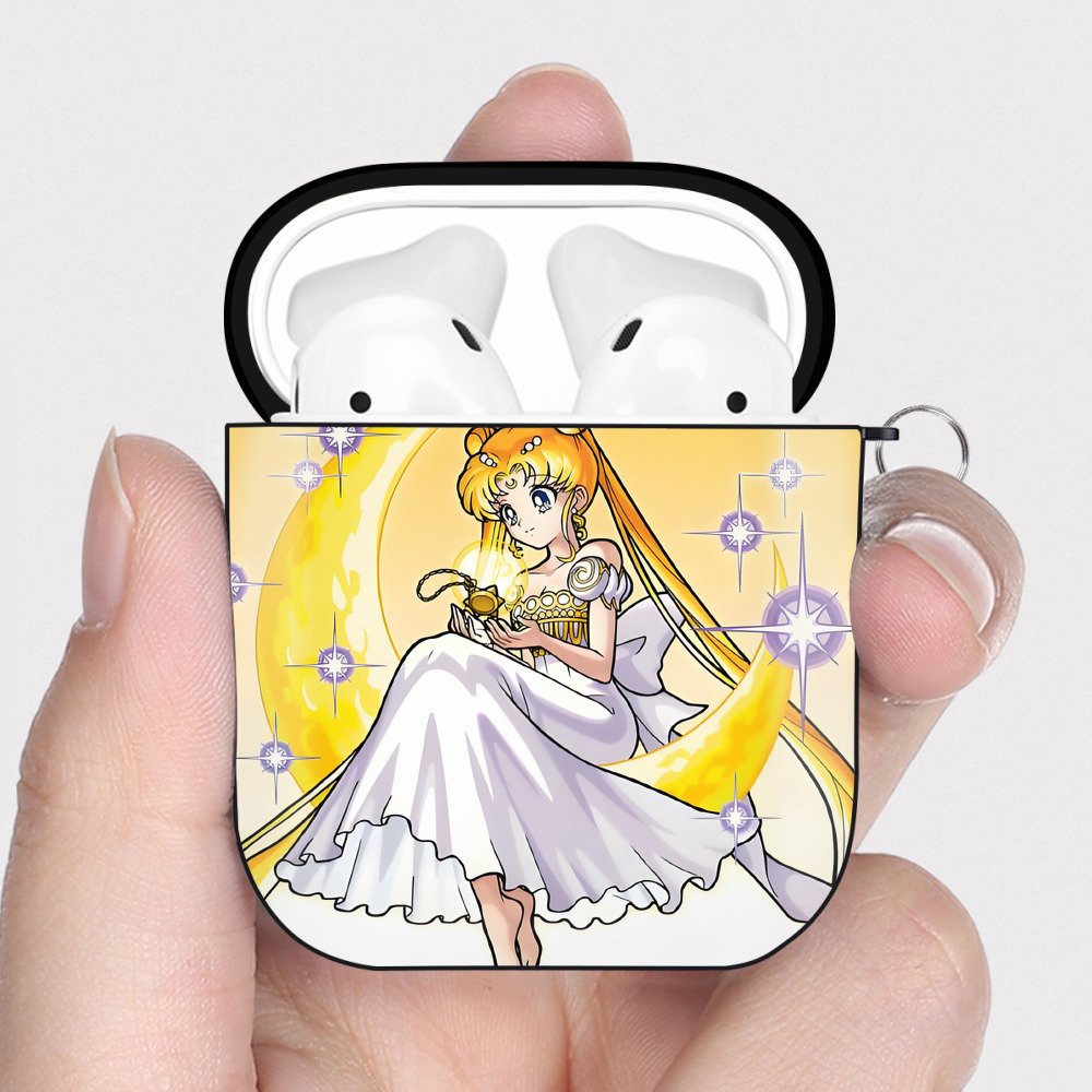 （画像用） 美少女戦士セーラームーン Sailor Moon AirPods 第2世代保護ケース ハードシェル ブラック 耐衝撃・防指紋・カラビナ付き