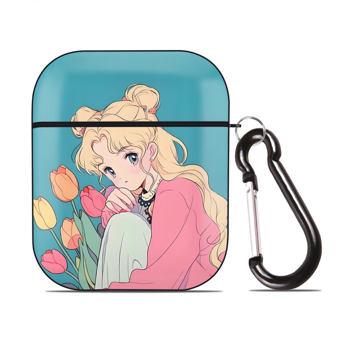 （画像用） 美少女戦士セーラームーン Sailor Moon AirPods 第2世代保護ケース ハードシェル ブラック 耐衝撃・防指紋・カラビナ付き