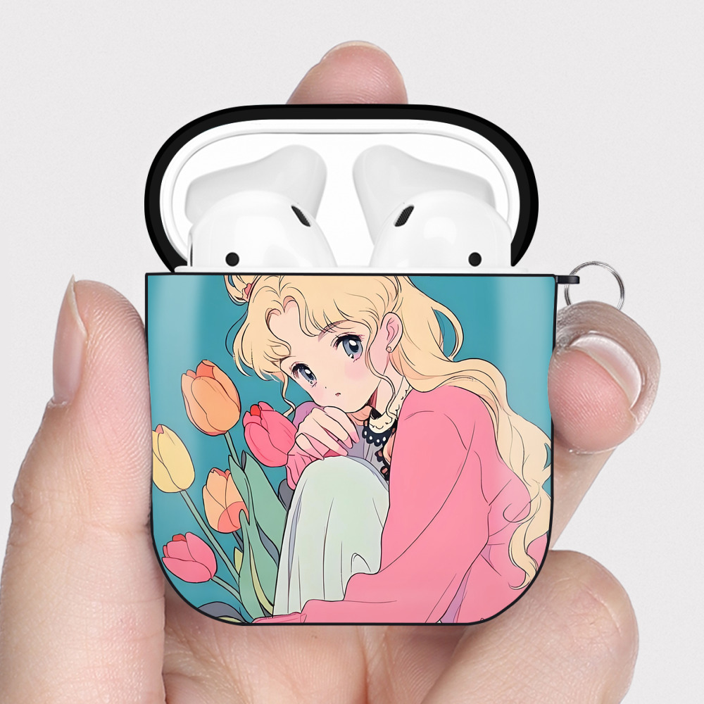（画像用） 美少女戦士セーラームーン Sailor Moon AirPods 第2世代保護ケース ハードシェル ブラック 耐衝撃・防指紋・カラビナ付き